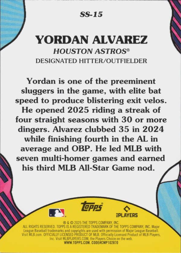 Amazon.com: 2025 TOPPS SERIES 2 SUMMER SUPERSTARS #SS-15 YORDAN